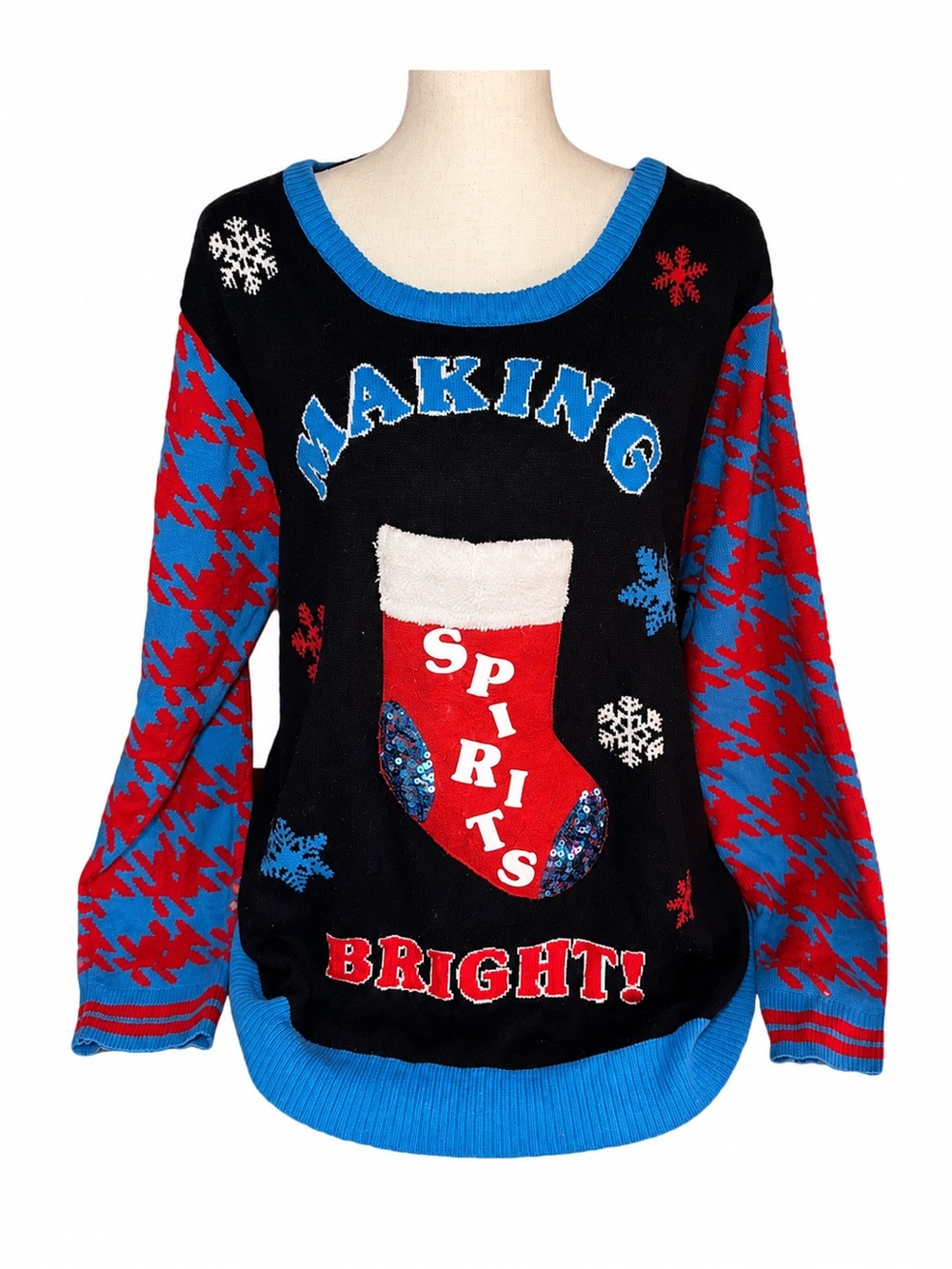 Making Spirits Bright Women's Holiday Sweater - Black & Red